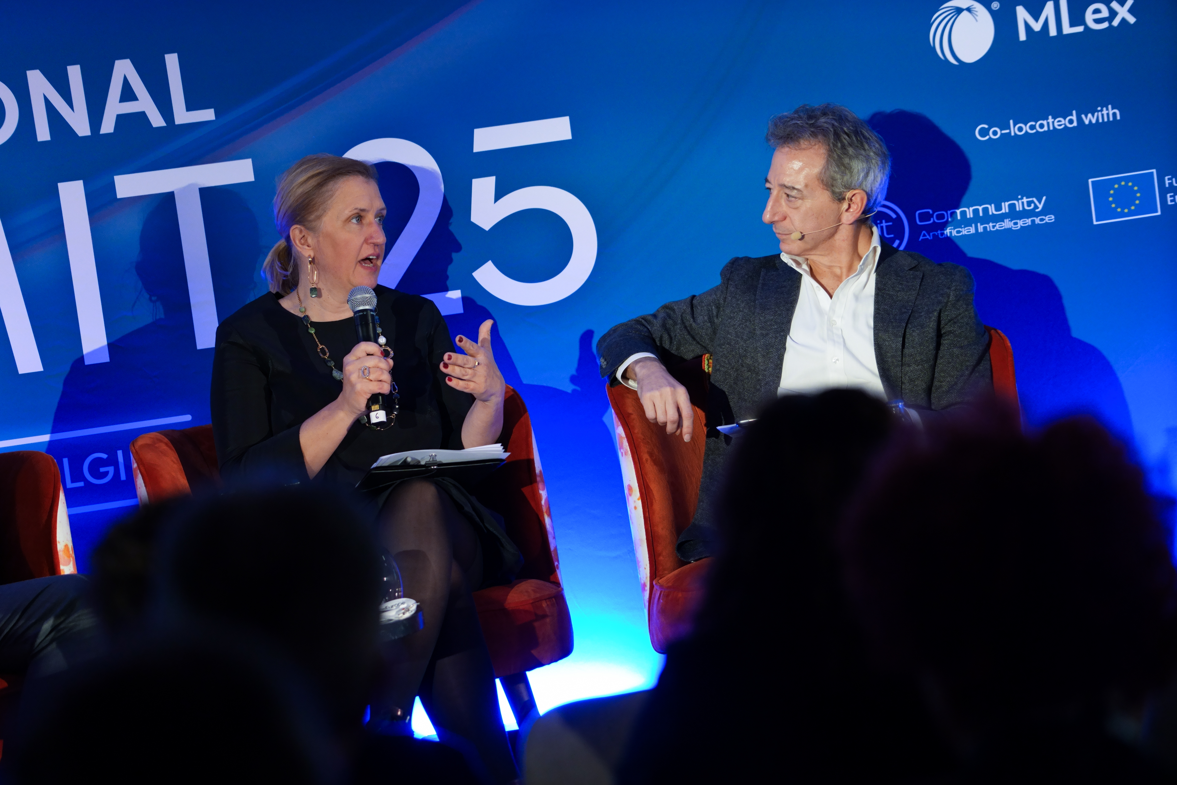 Andrea Renda and Crowdstrike&rsquo;s Līga Raita Rozentāle in focus during Session 3, &lsquo;Charting an AI-Ready Future &ndash; How do we Seize the Promise of AI?&rsquo;