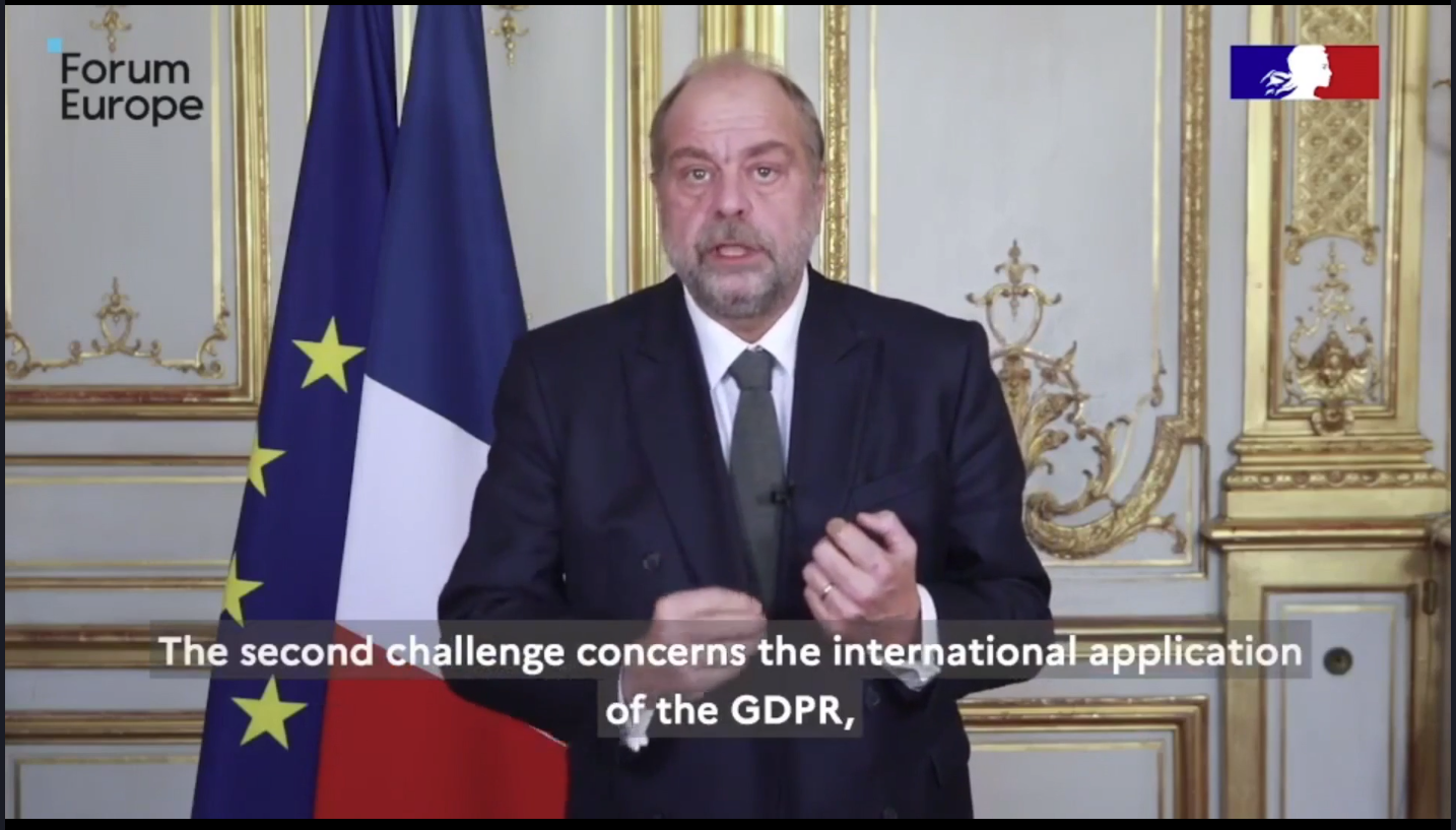 Former French Minister for Justice &Eacute;ric Dupond-Moretti on stage at the 11th Annual European Data Protection and Privacy Conference. 
