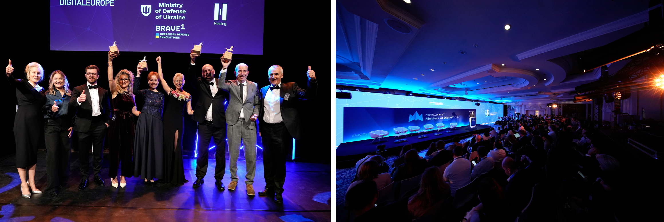 Left: Gala Dinner Dual-Use Finalists | Right: EU Commissioner Valdis Dombrovskis delivering his keynote speech