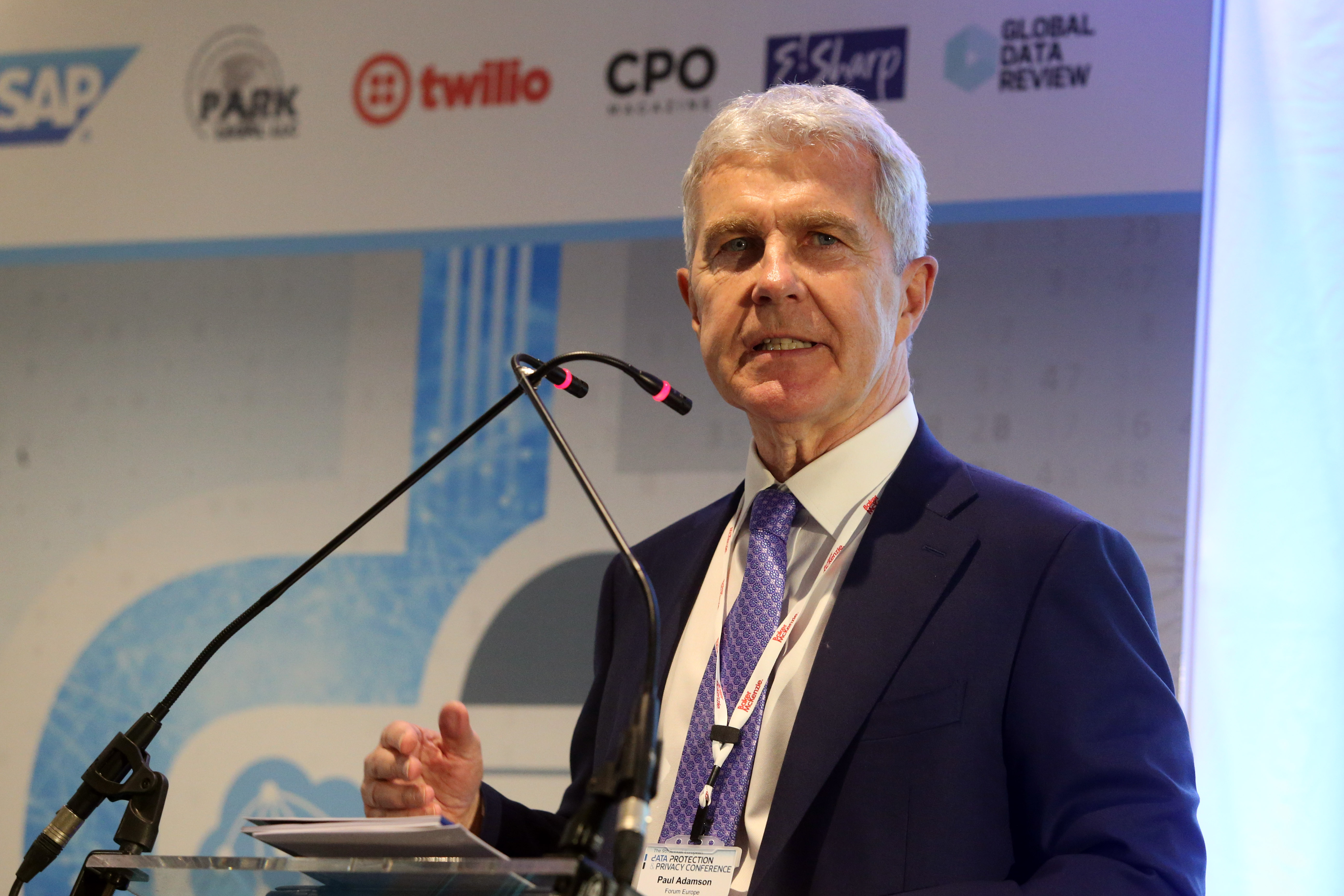 Paul Adamson, Forum Europe Chairman, on stage at the 10th edition. 